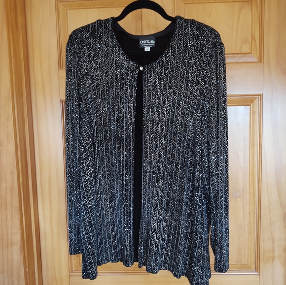 ONYX Nite By Wendye Chaitin Made in the USA - Cardigan - Size 1X - Vintage - Picture 1 of 12